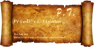Privári Tivadar névjegykártya